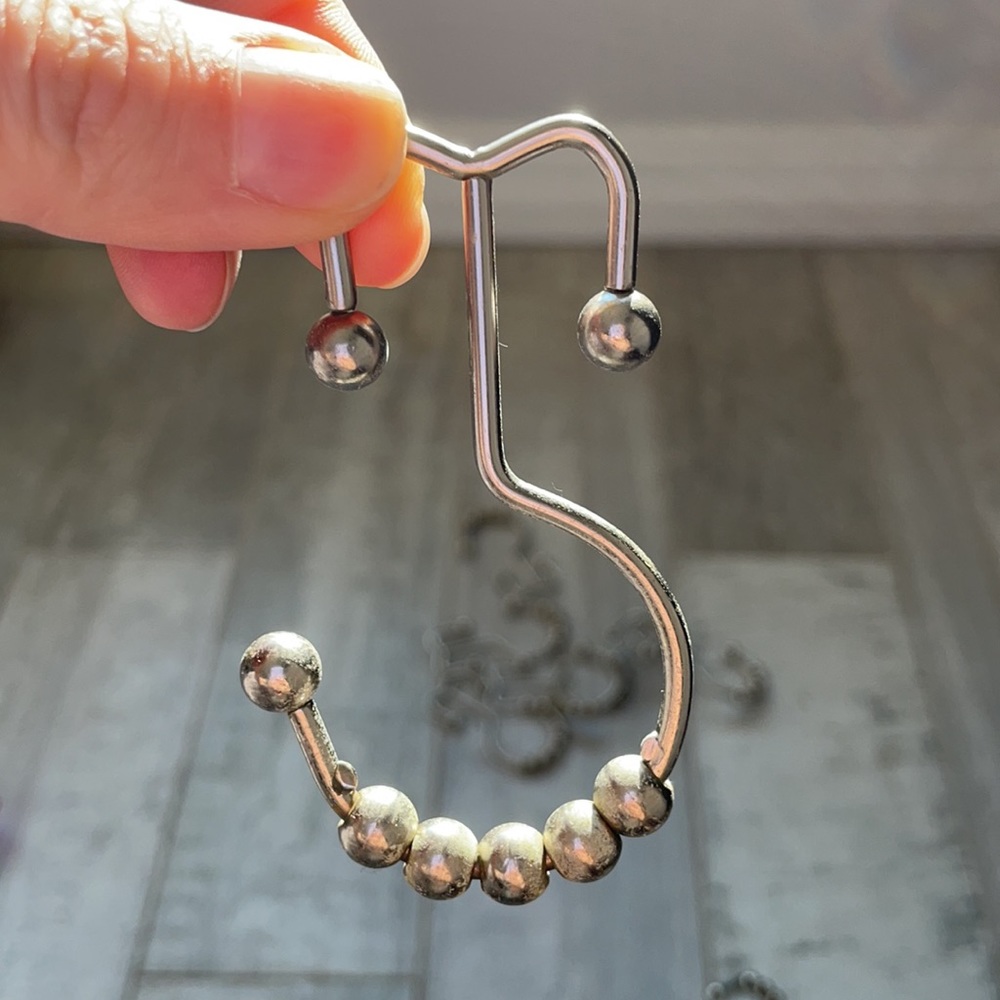 12pcs Stainless Steel Metallic Shower Curtains Hooks Silver Holders